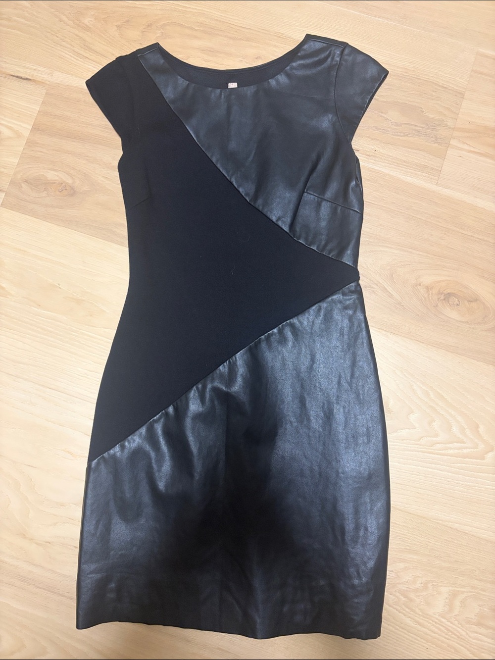 Bailey 44 Black Faux Leather-Panel Mini Dress